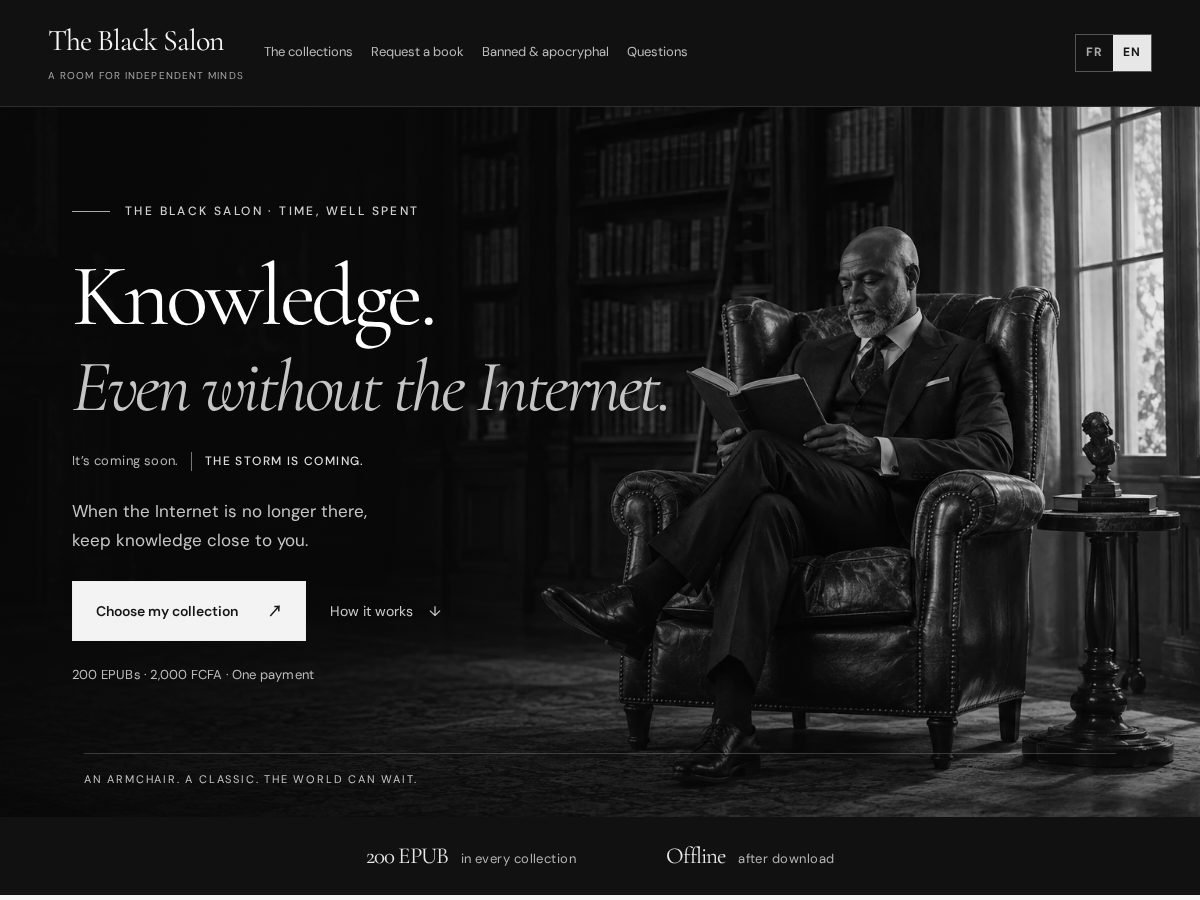 Landing-page snapshot of theblacksalon.com