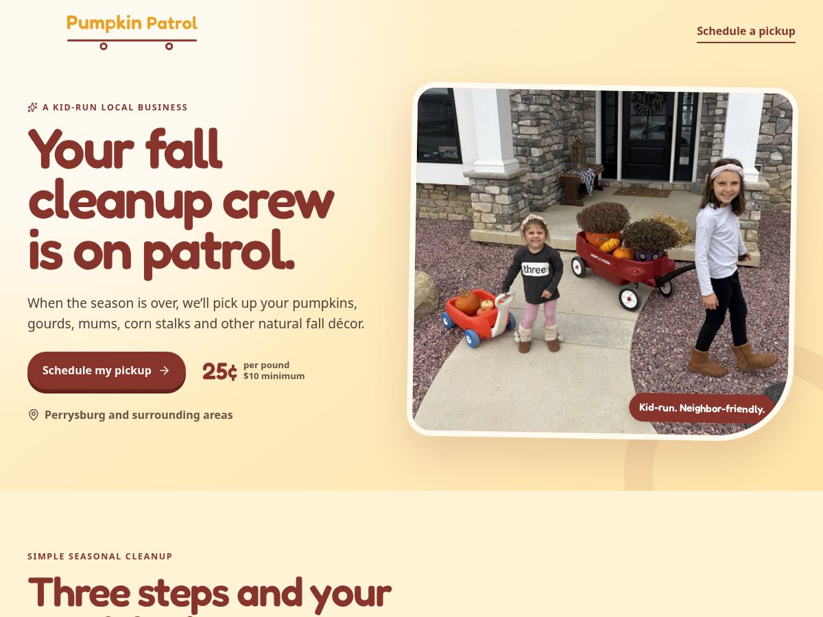 Landing-page snapshot of thepumpkinpatrol.com