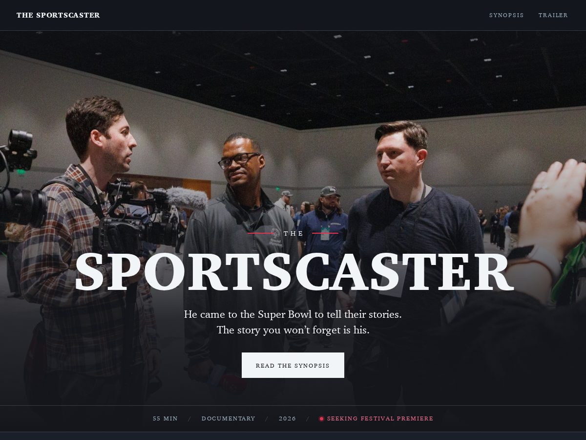 Landing-page snapshot of thesportscasterfilm.com