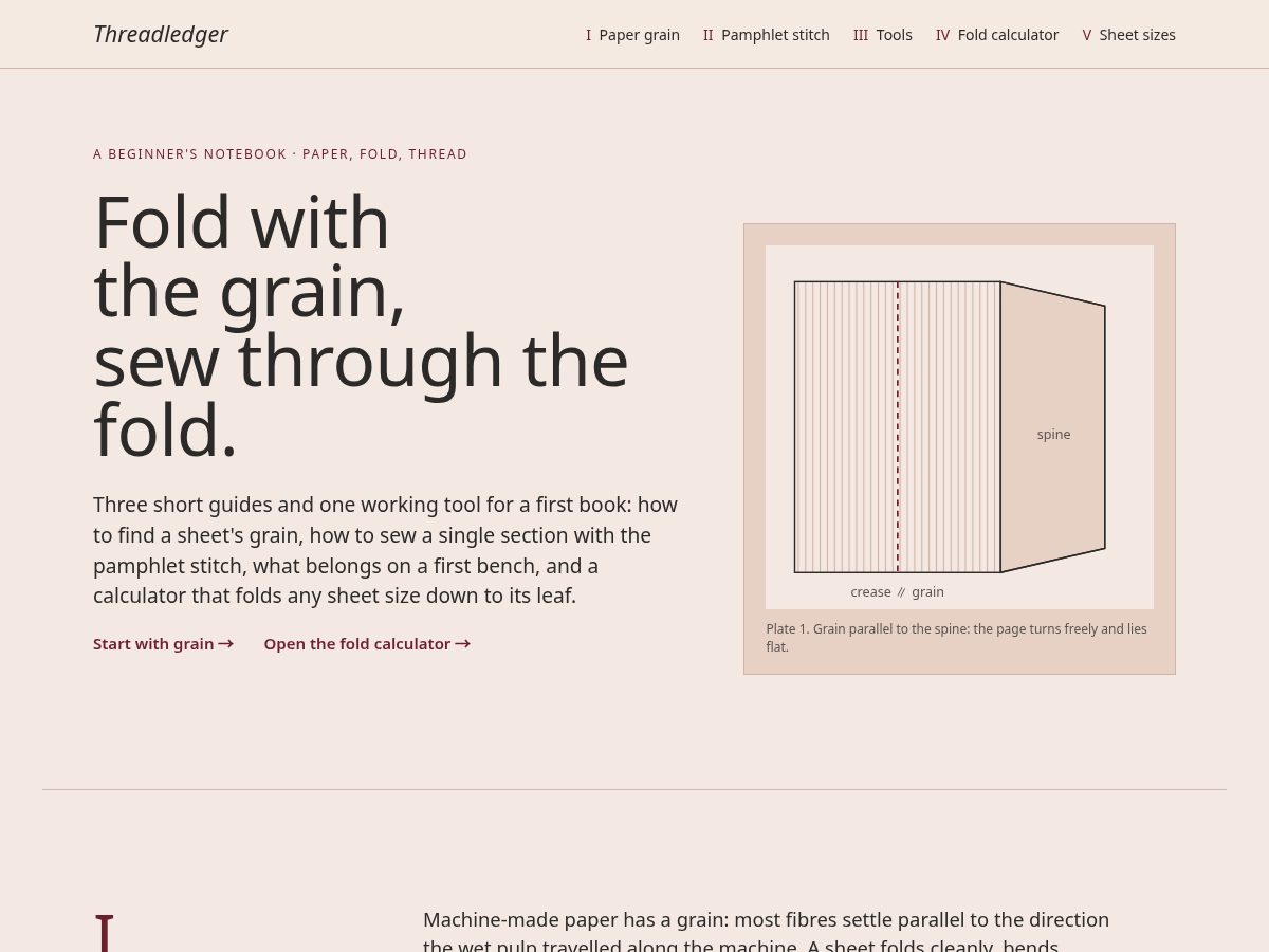 Landing-page snapshot of threadledger.space