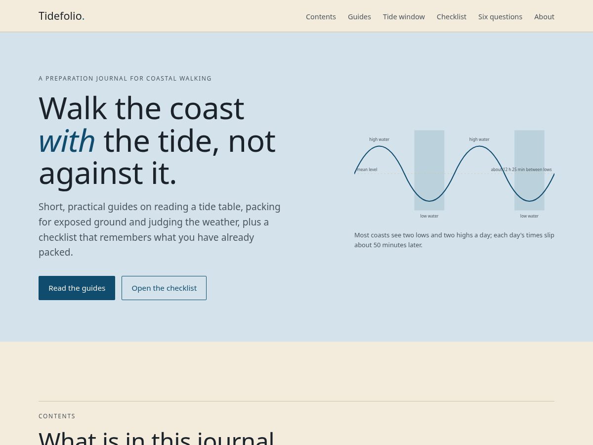Landing-page snapshot of tidefolio.site