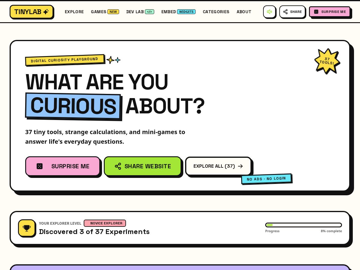 Landing-page snapshot of tinylab.fun