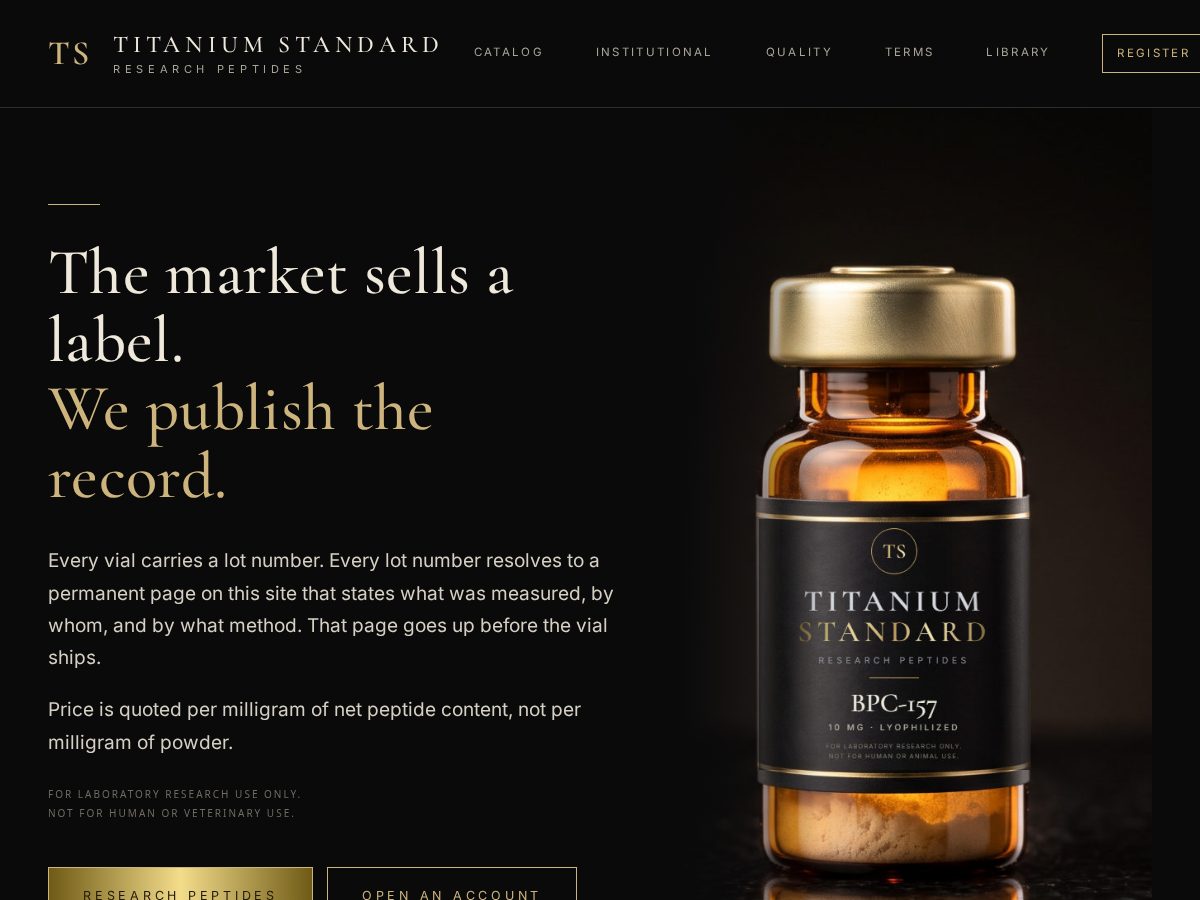 Landing-page snapshot of titaniumstandard.com