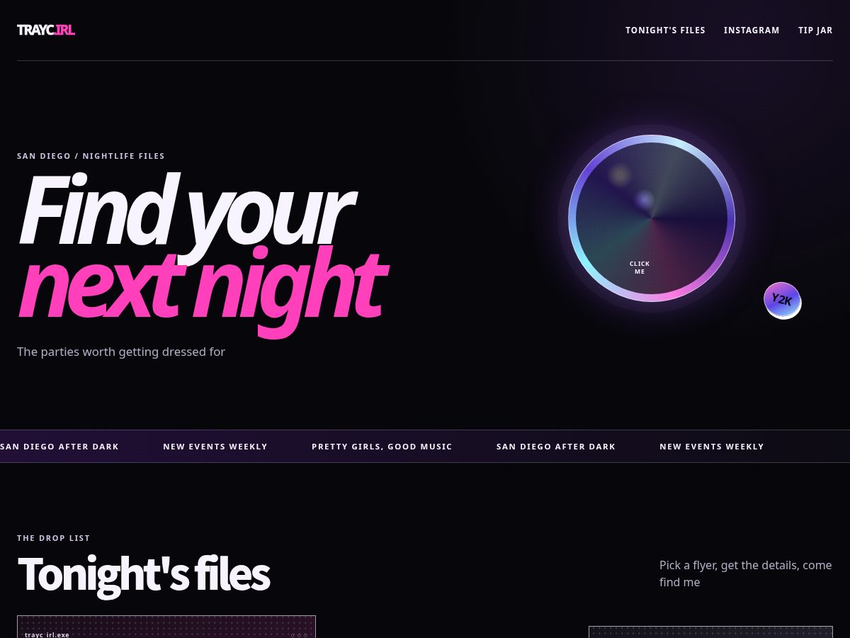 Landing-page snapshot of traycirl.com