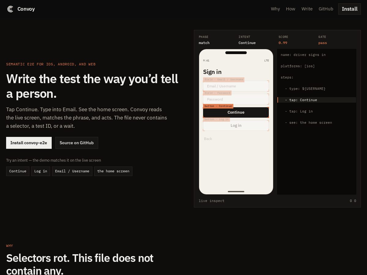 Landing-page snapshot of tryconvoy.xyz