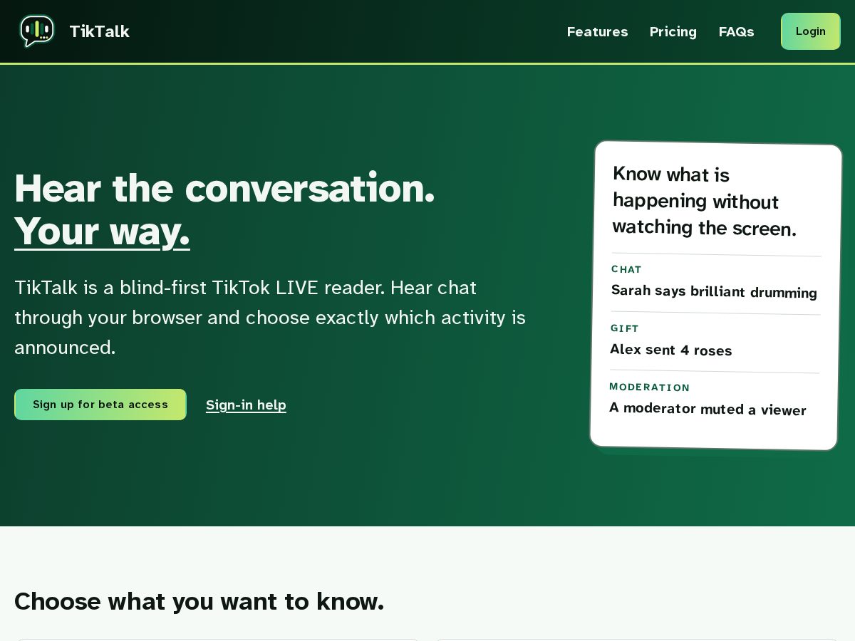 Landing-page snapshot of ttlk.live