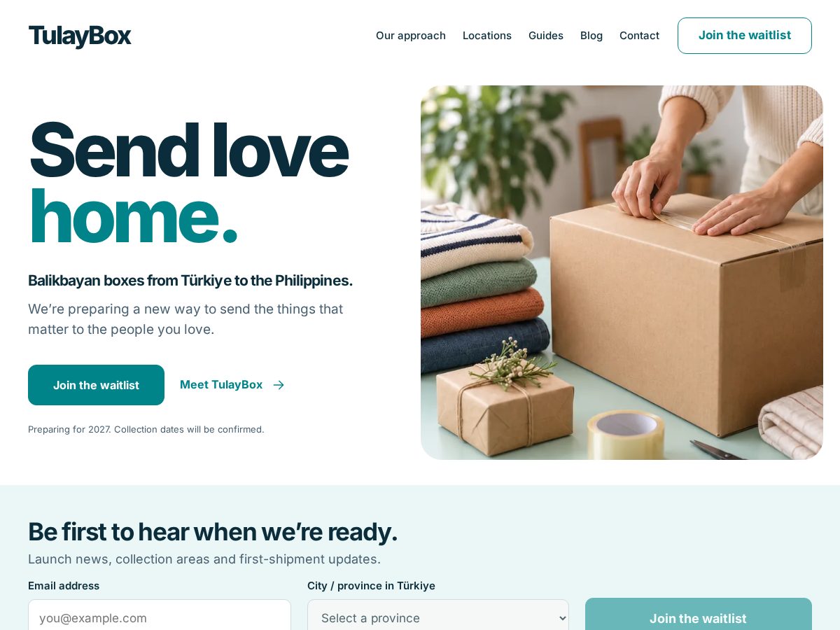 Landing-page snapshot of tulaybox.com