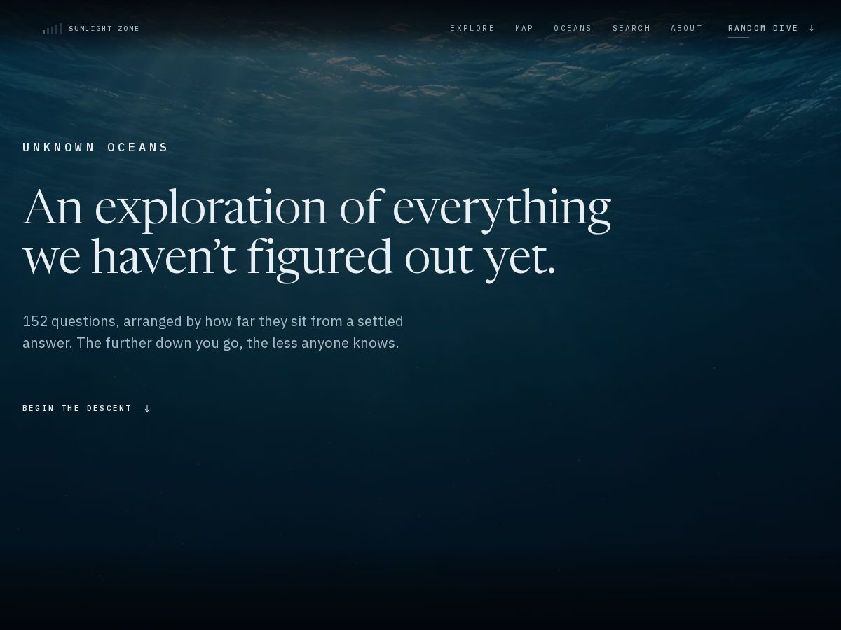 Landing-page snapshot of unknownoceans.com