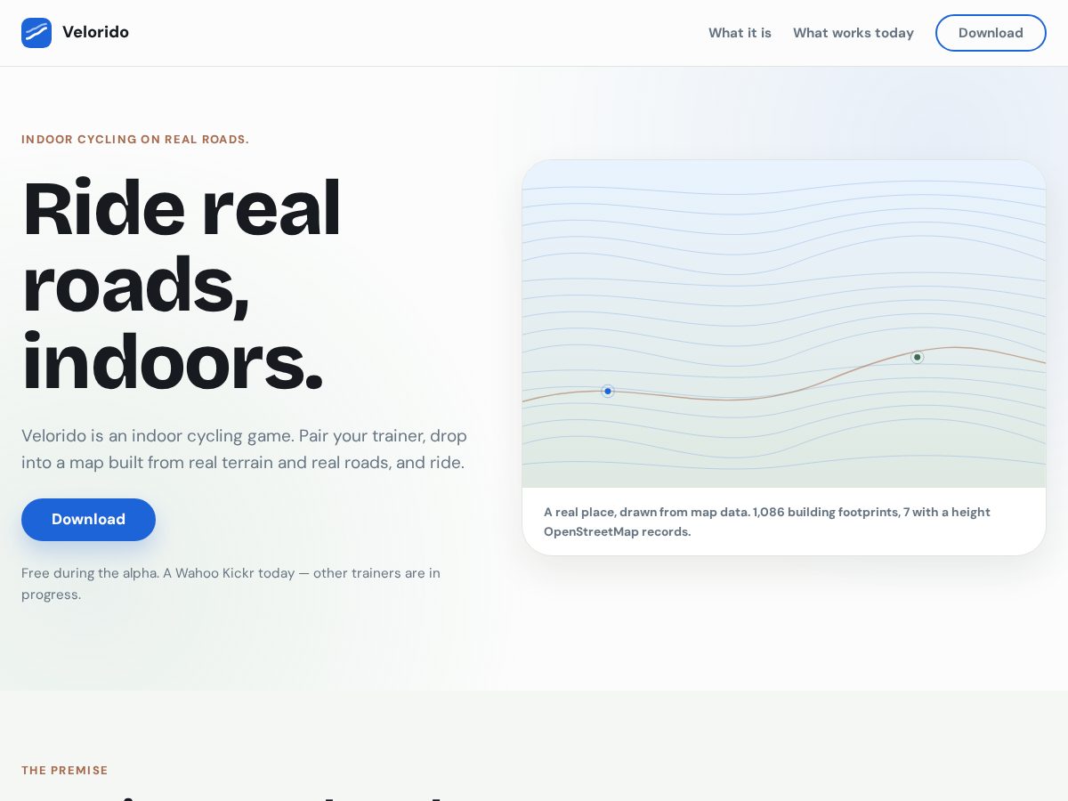 Landing-page snapshot of velorido.com