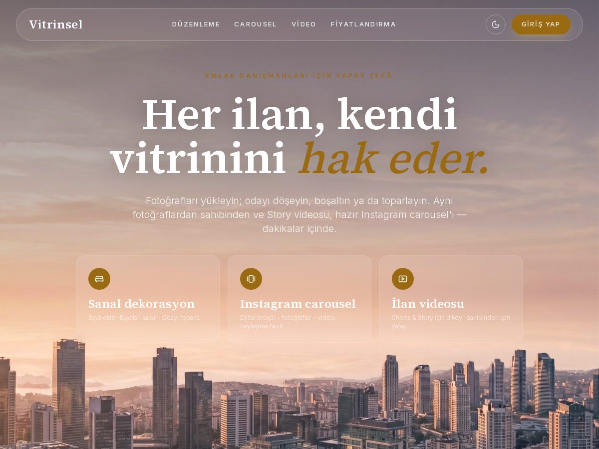 Landing-page snapshot of vitrinsel.com