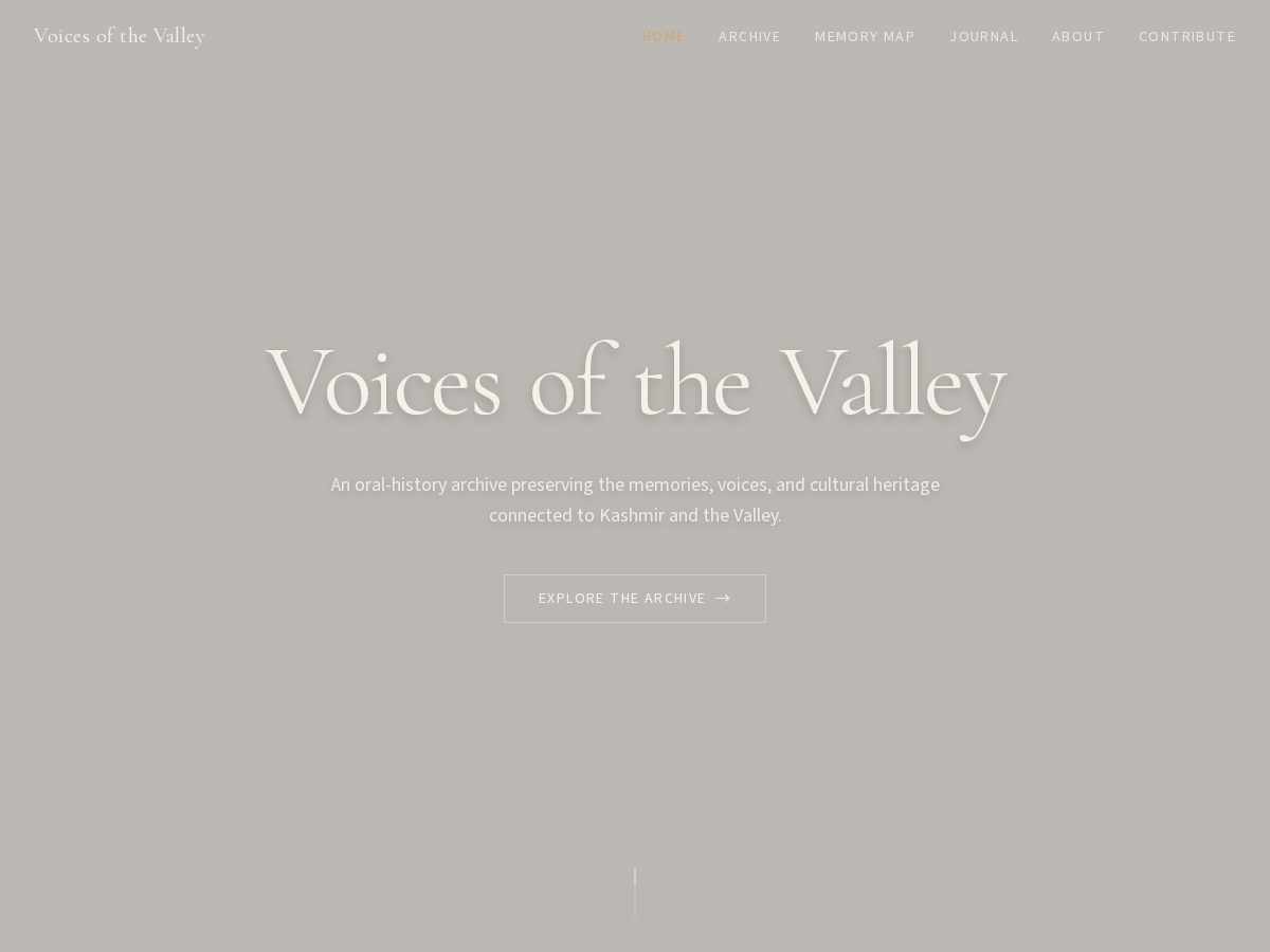 Landing-page snapshot of voicesofthevalleykashmir.com