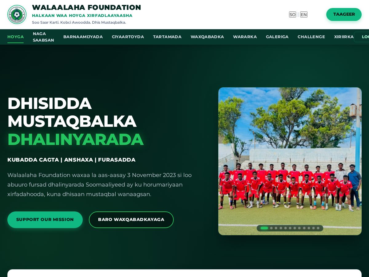 Landing-page snapshot of walaalahafoundation.com