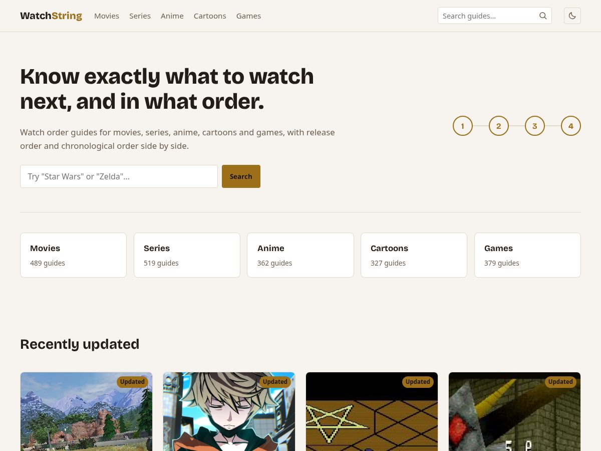 Landing-page snapshot of watchstring.com