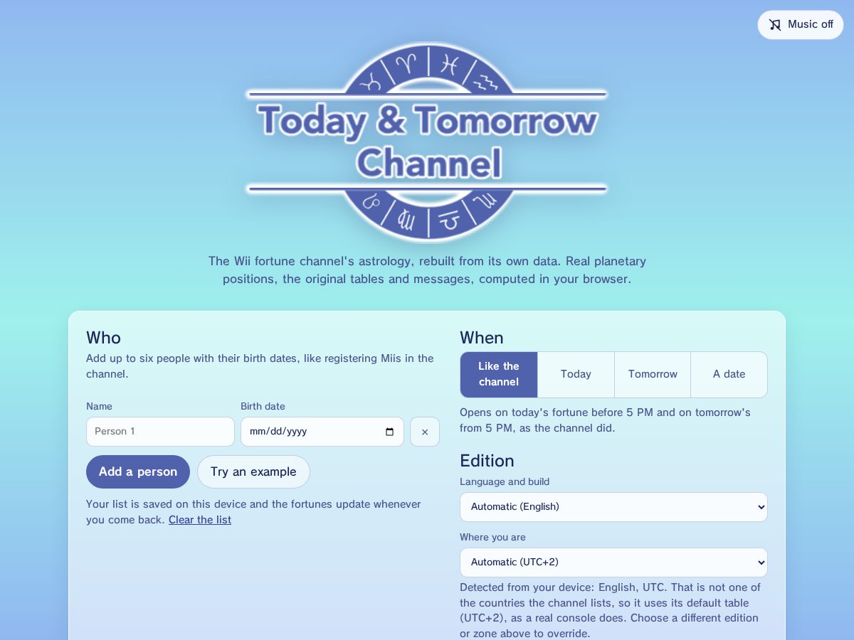 Landing-page snapshot of wiifortunes.com
