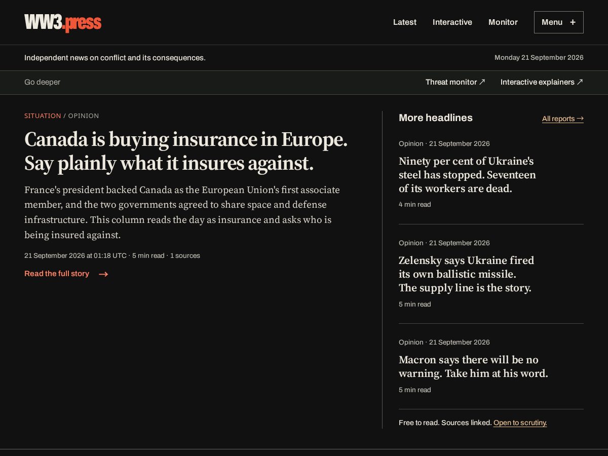 Landing-page snapshot of ww3.press