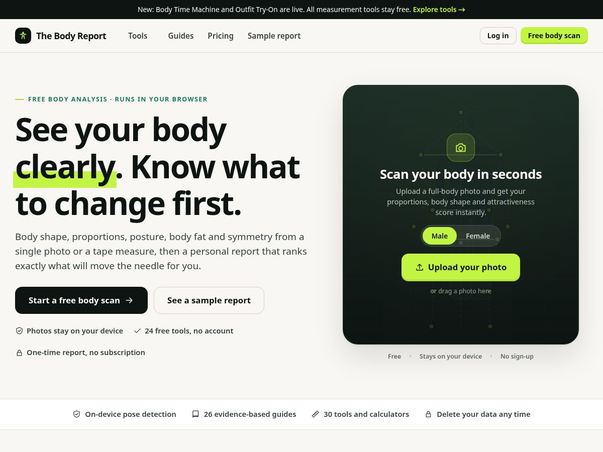 Landing-page snapshot of yourbodyreport.com