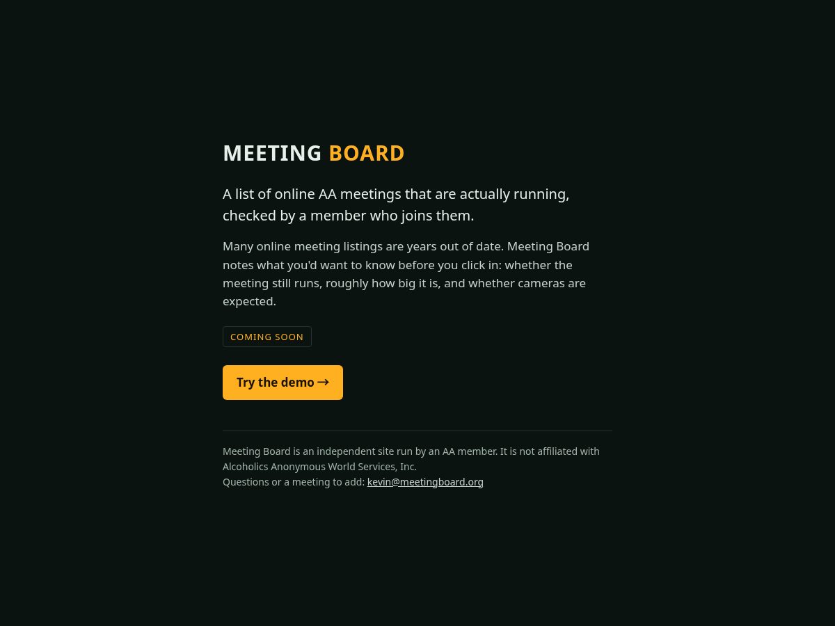 Landing-page snapshot of aameetingboard.org