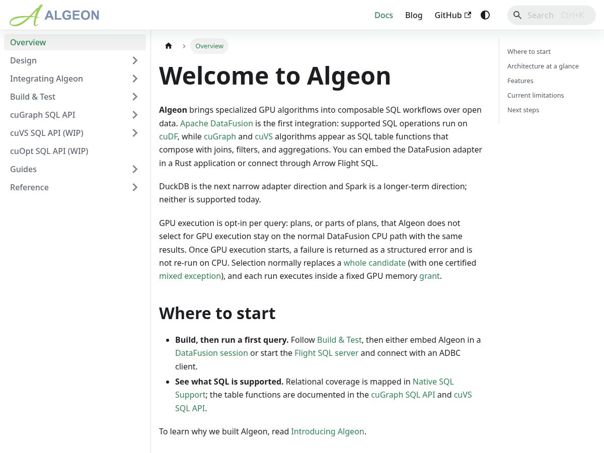 Landing-page snapshot of algeon.dev