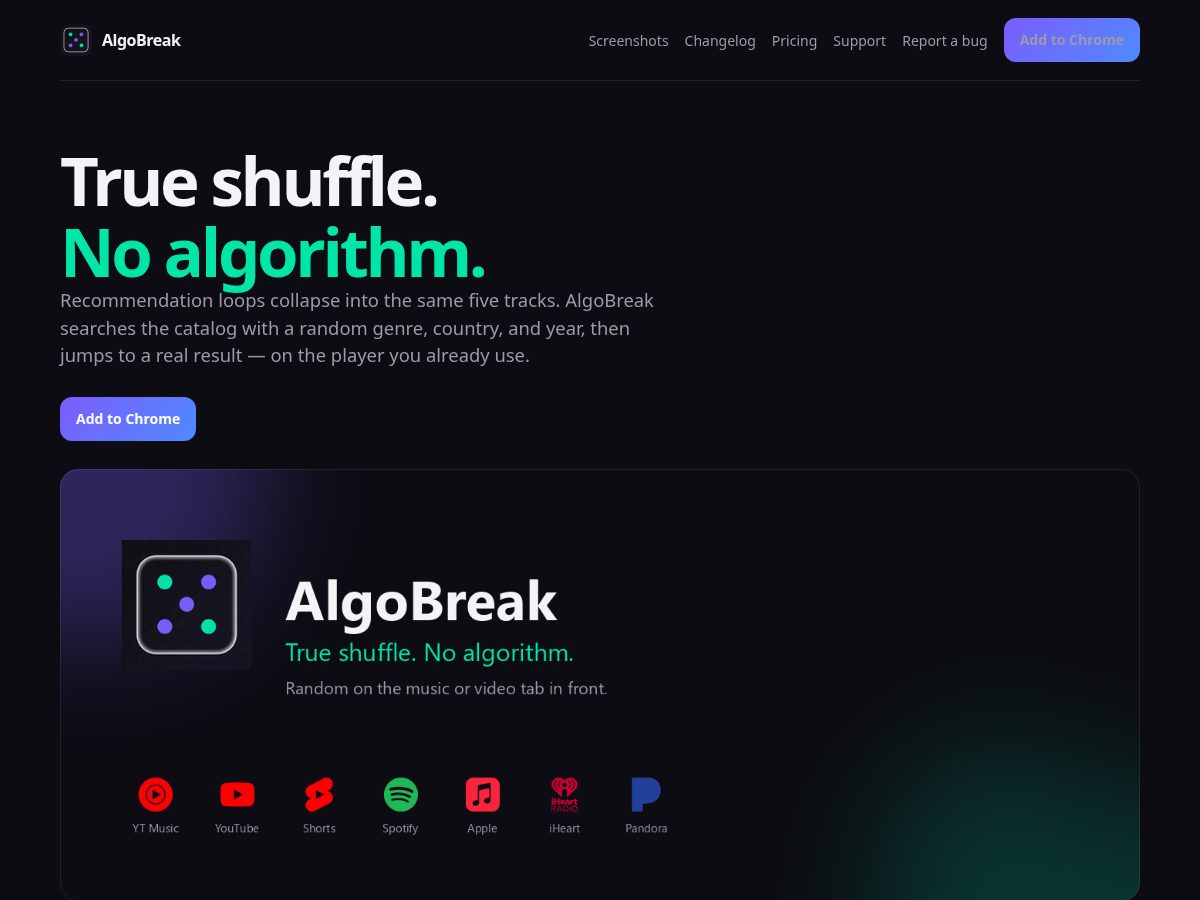 Landing-page snapshot of algobreak.app