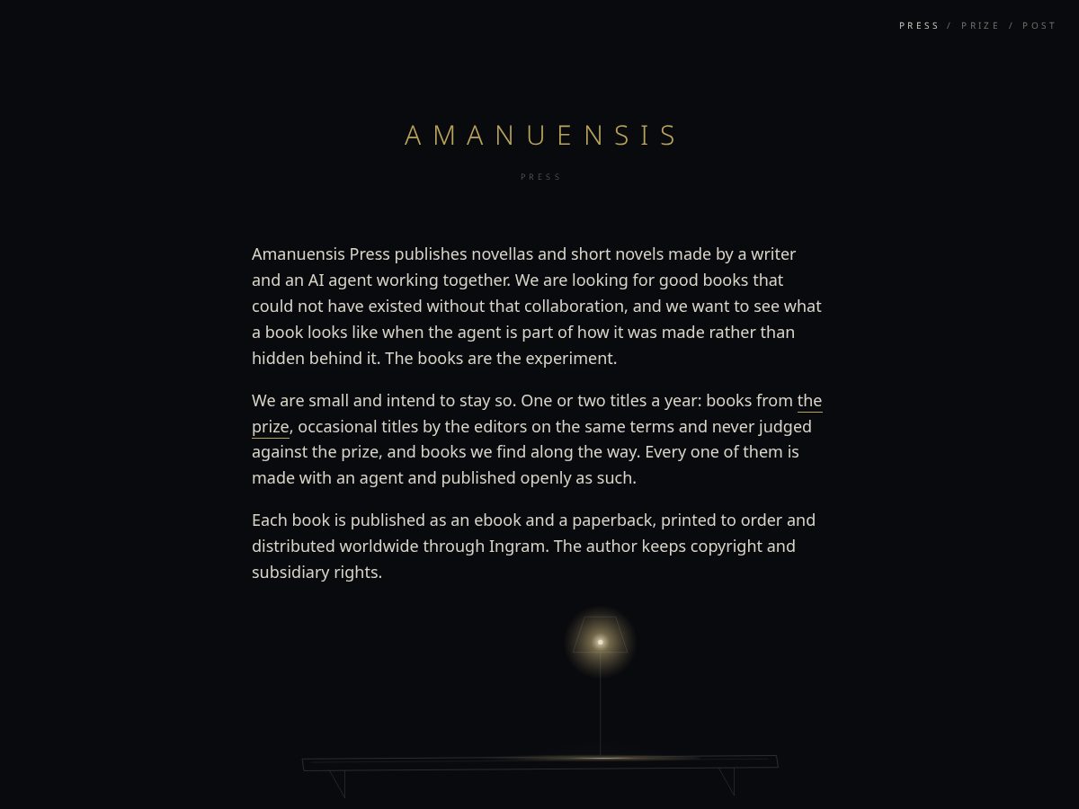 Landing-page snapshot of amanuensis.press