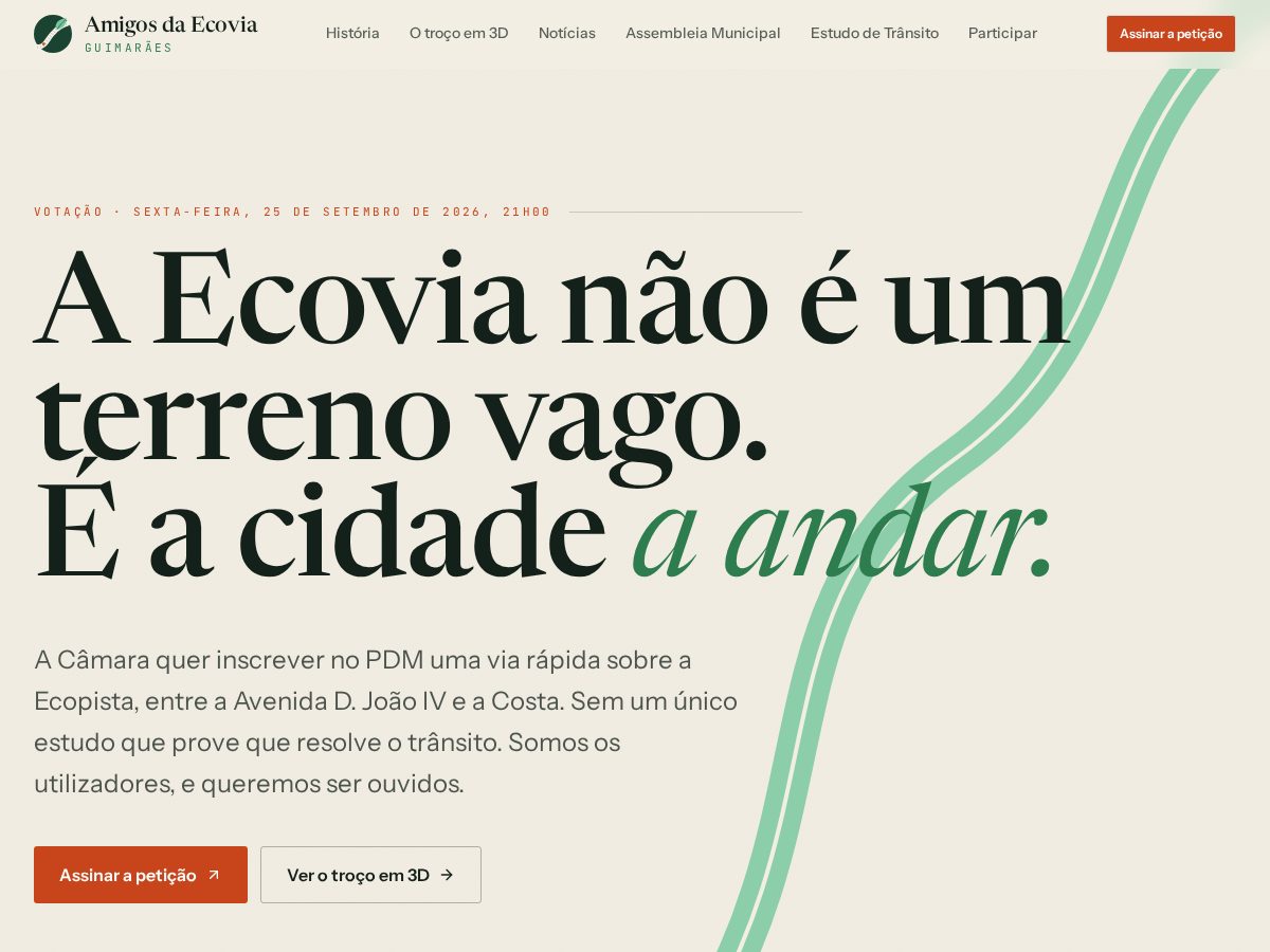 Landing-page snapshot of amigosdaecovia.org