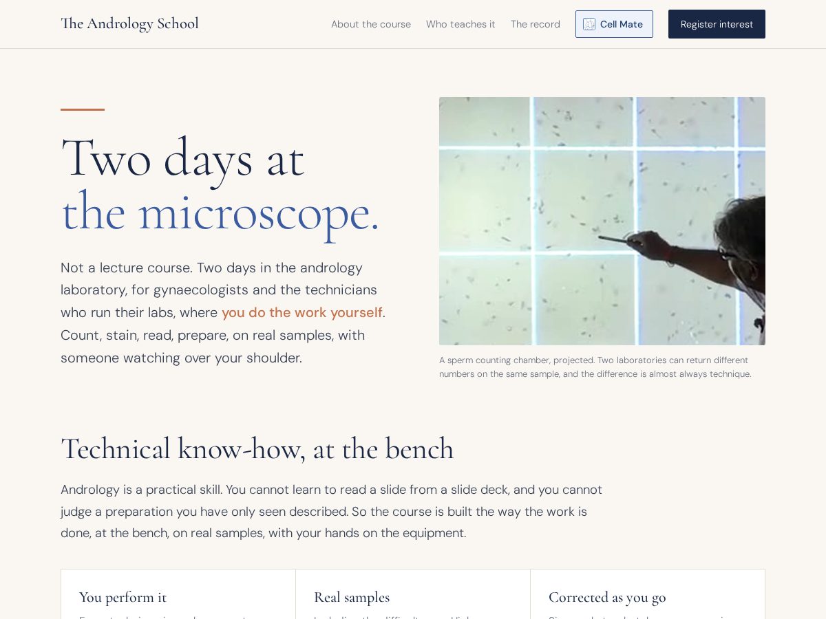 Landing-page snapshot of andrologyschool.com