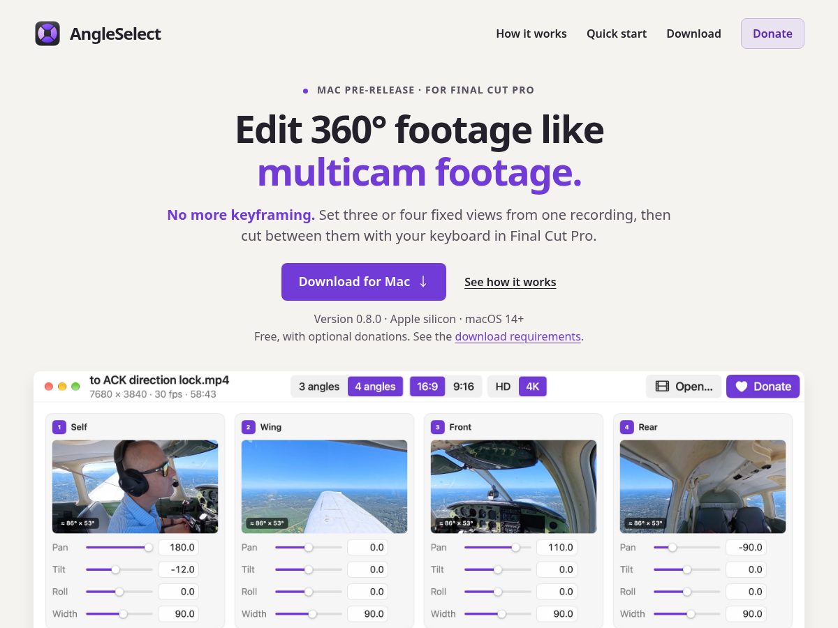 Landing-page snapshot of angleselect.app