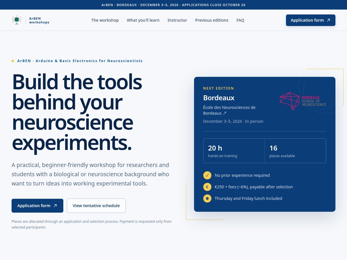 Landing-page snapshot of arbenworkshop.com