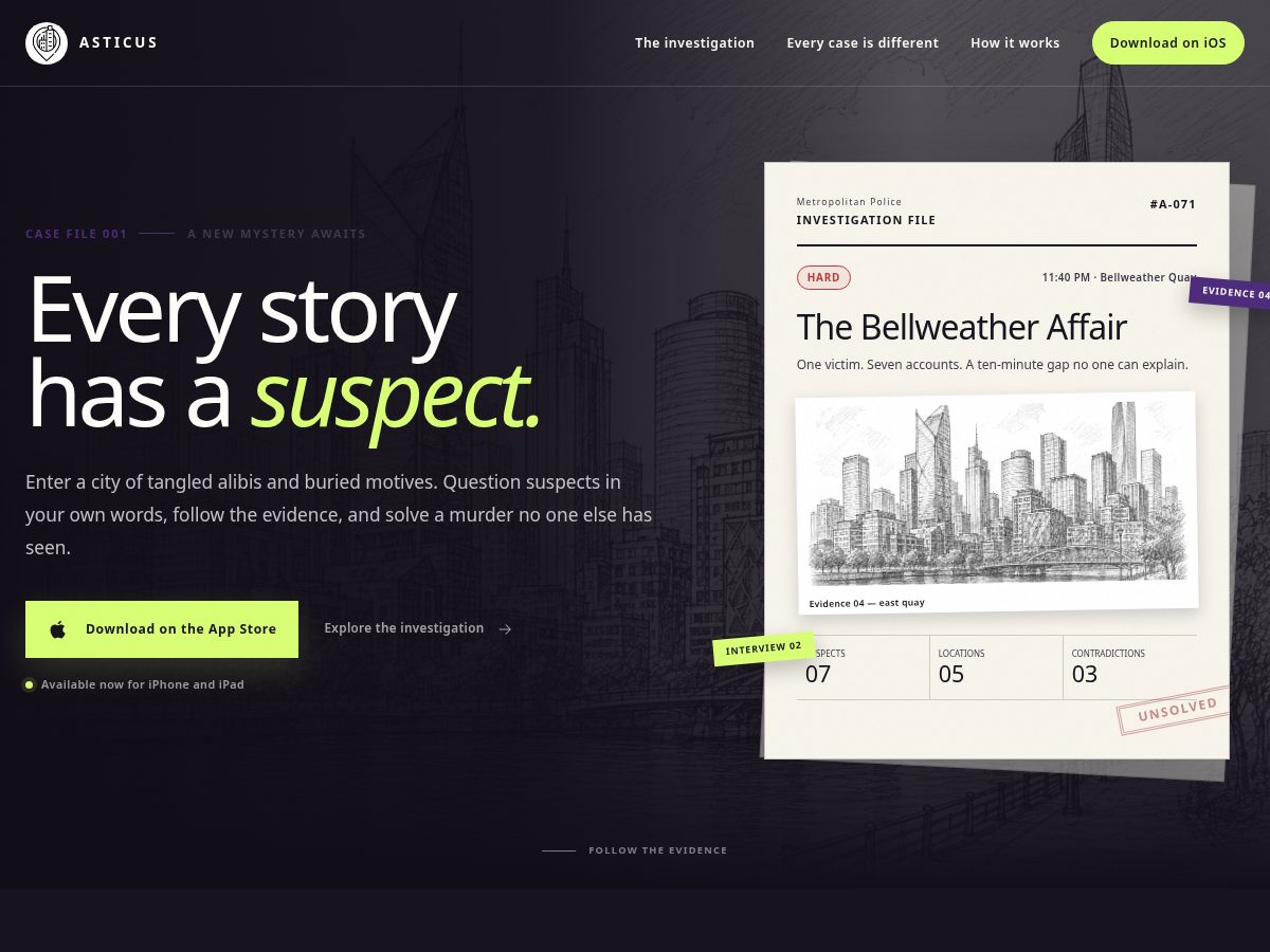 Landing-page snapshot of asticus.net