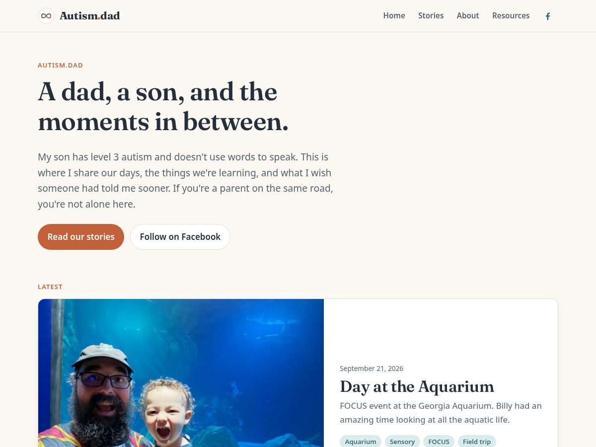 Landing-page snapshot of autism.dad