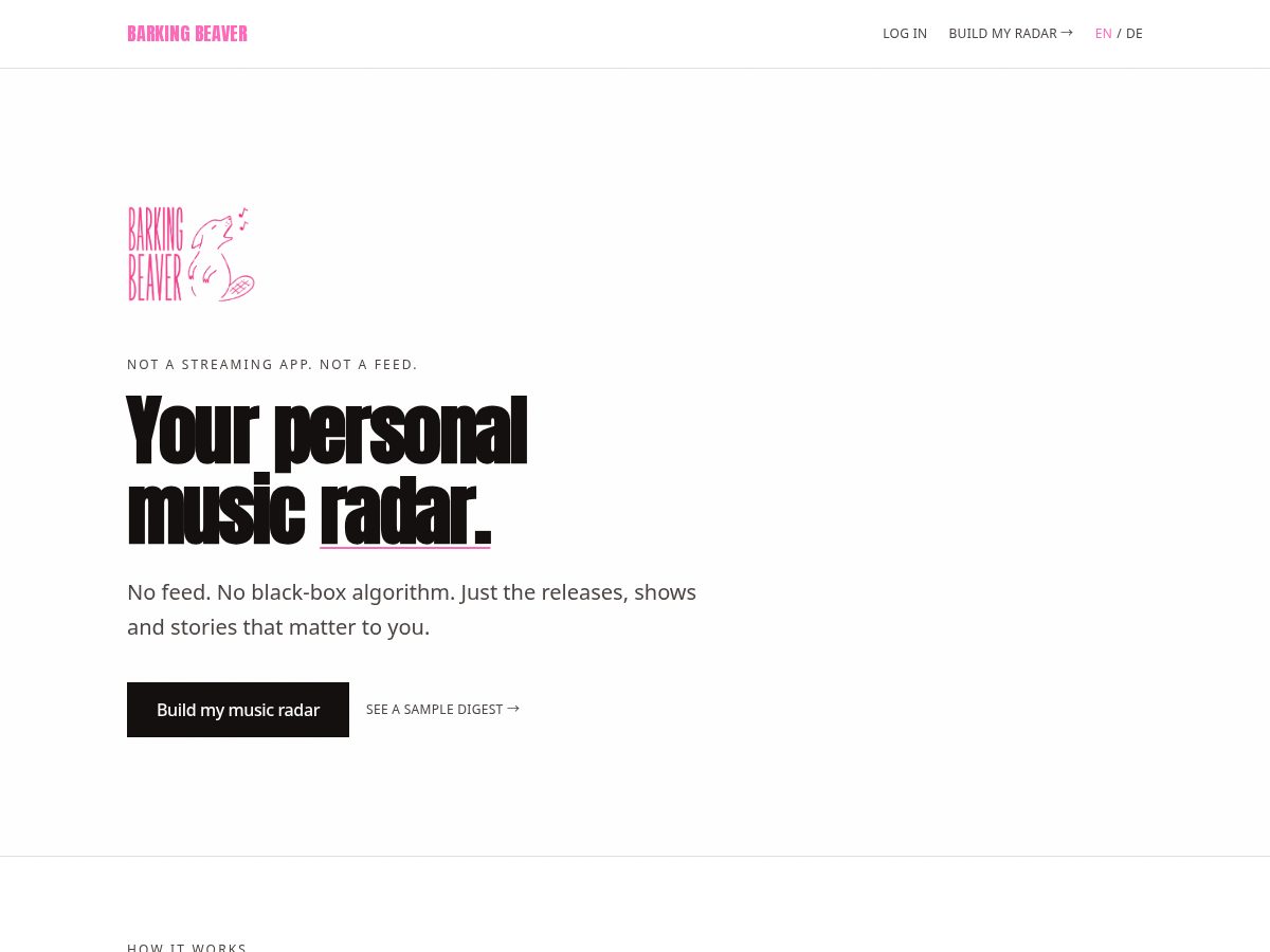 Landing-page snapshot of barkingbeaver.space