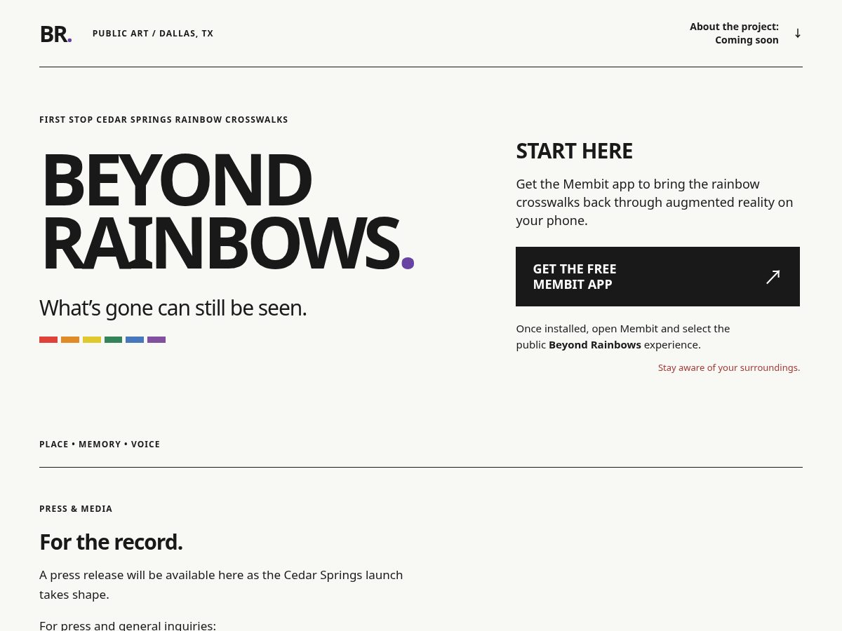 Landing-page snapshot of beyondrainbows.art