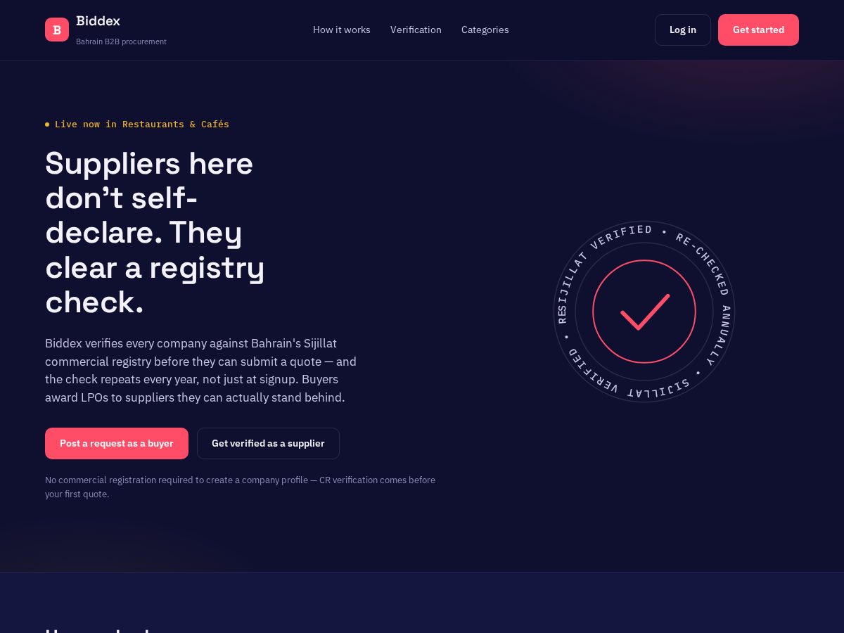 Landing-page snapshot of biddex.online
