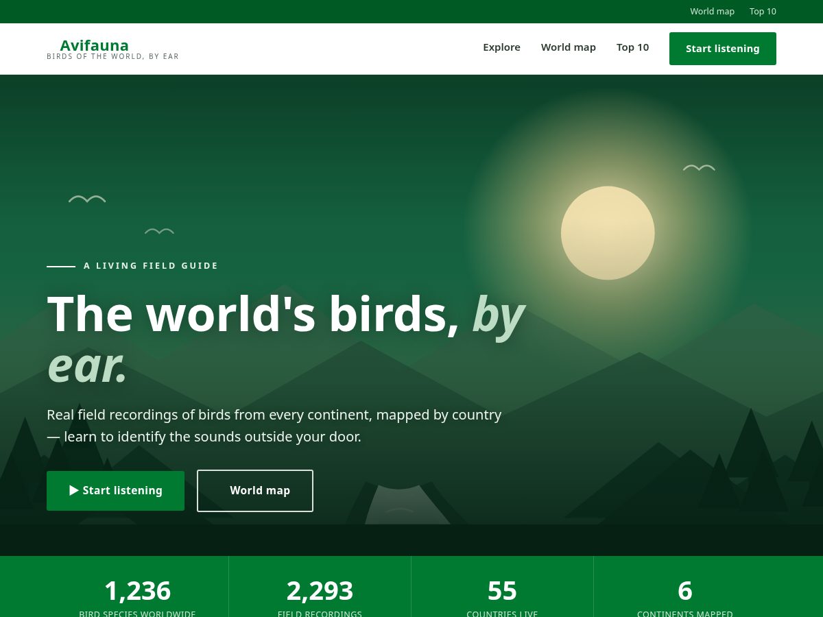 Landing-page snapshot of birdsound.org