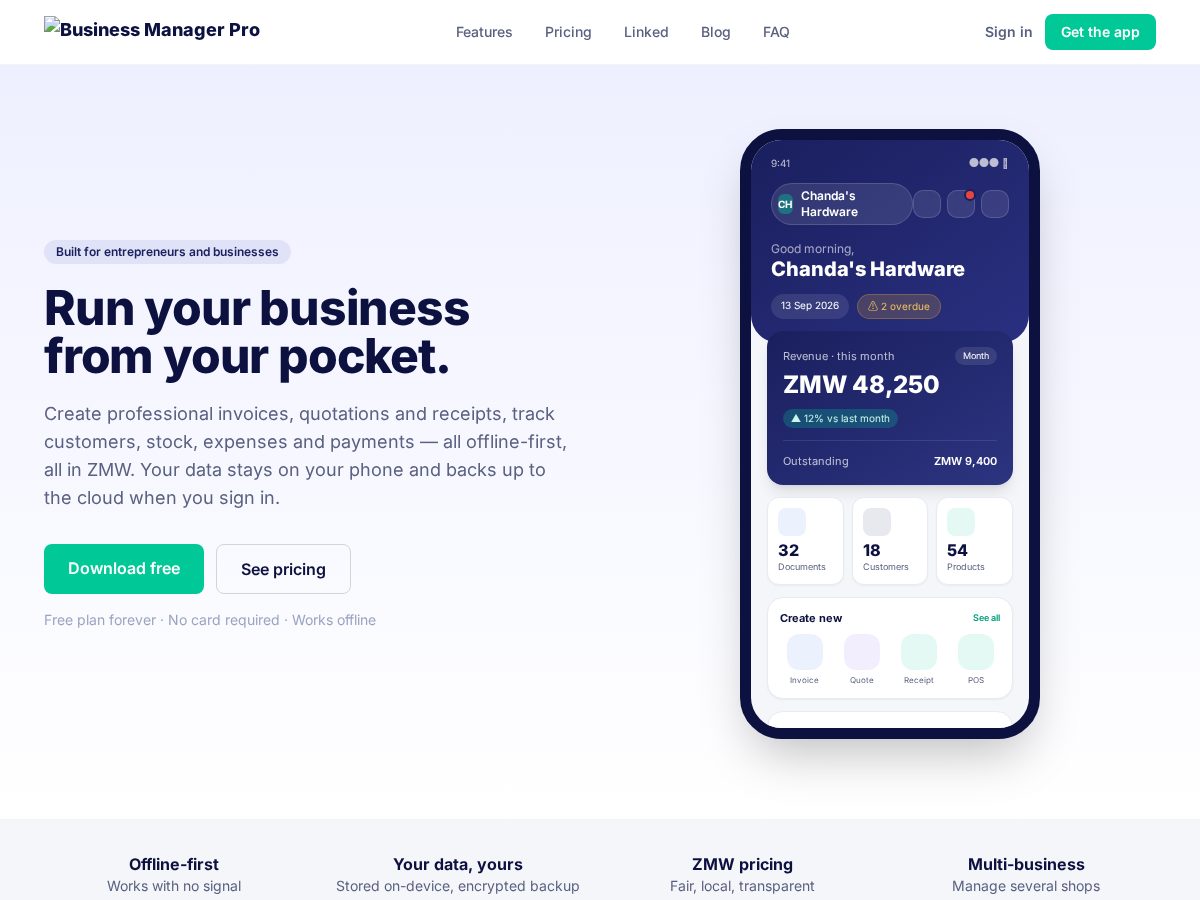 Landing-page snapshot of bmpro.app