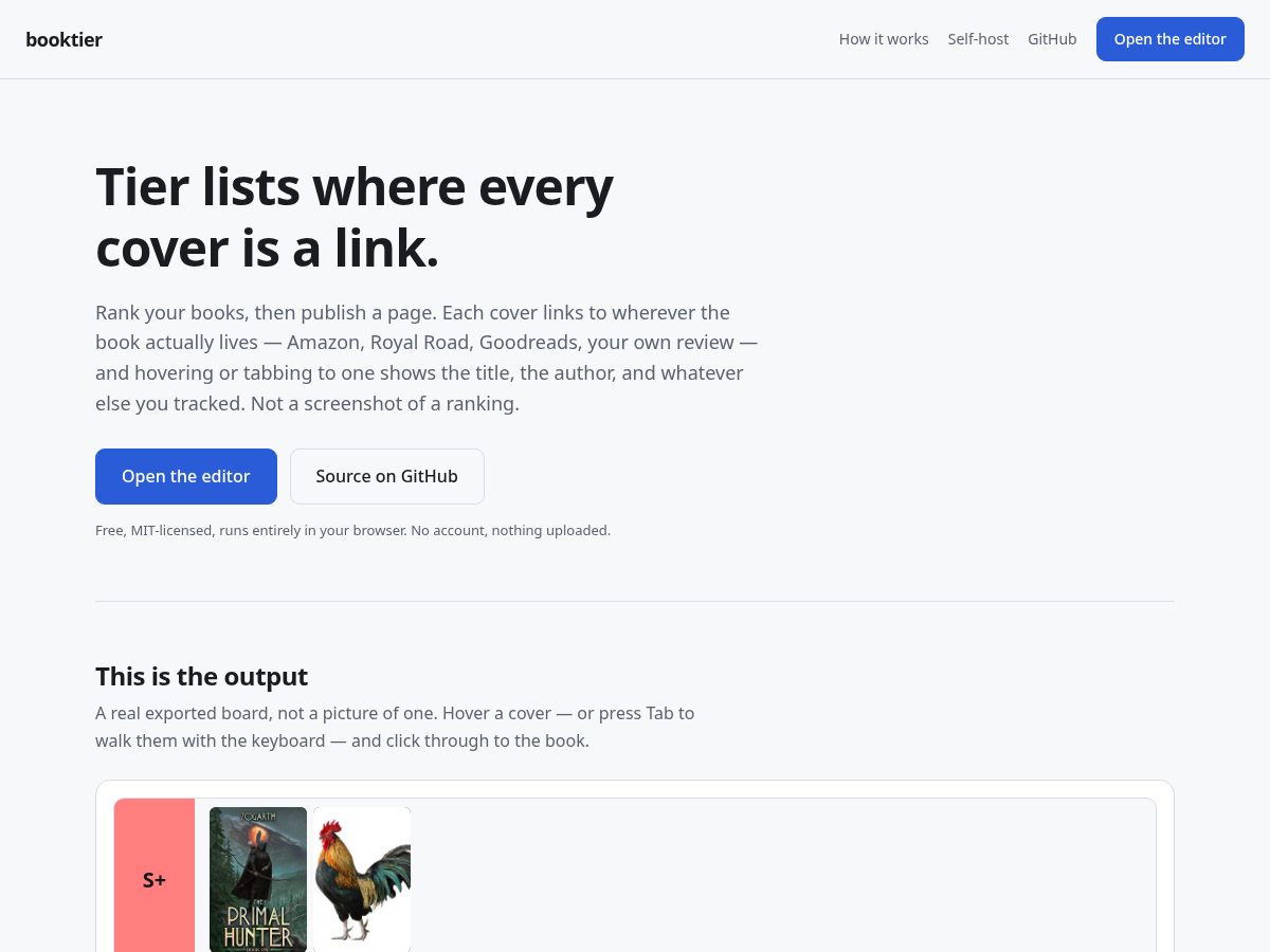 Landing-page snapshot of booktier.org