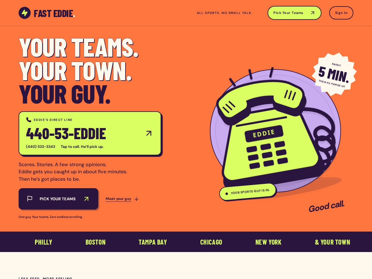 Landing-page snapshot of callfasteddie.com