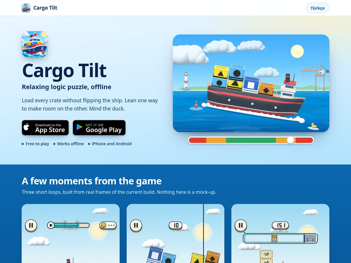 Landing-page snapshot of cargotilt.app