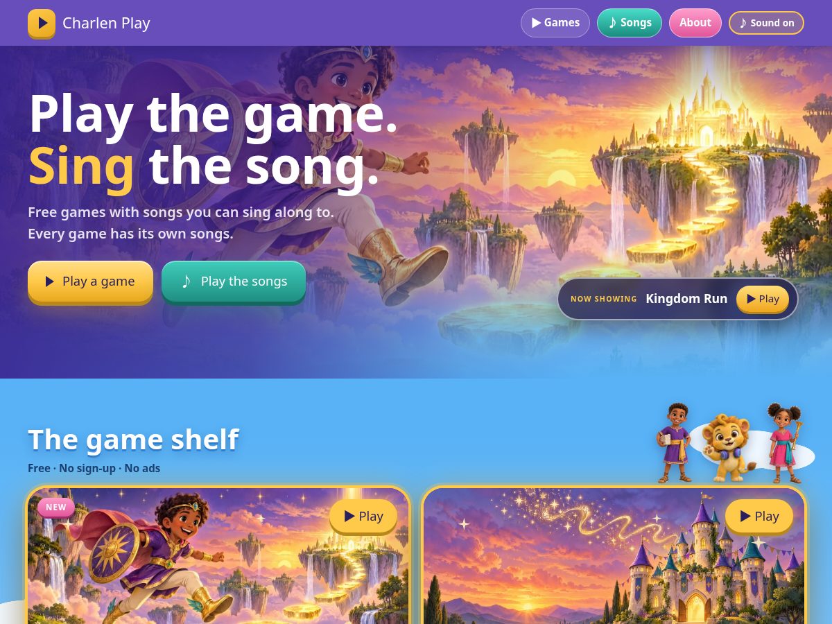 Landing-page snapshot of charlenplay.com