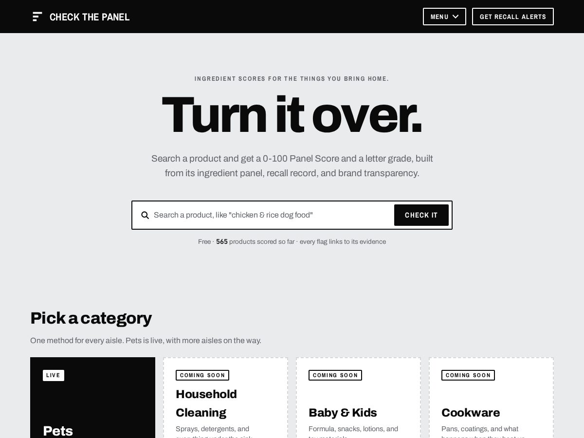 Landing-page snapshot of checkthepanel.com