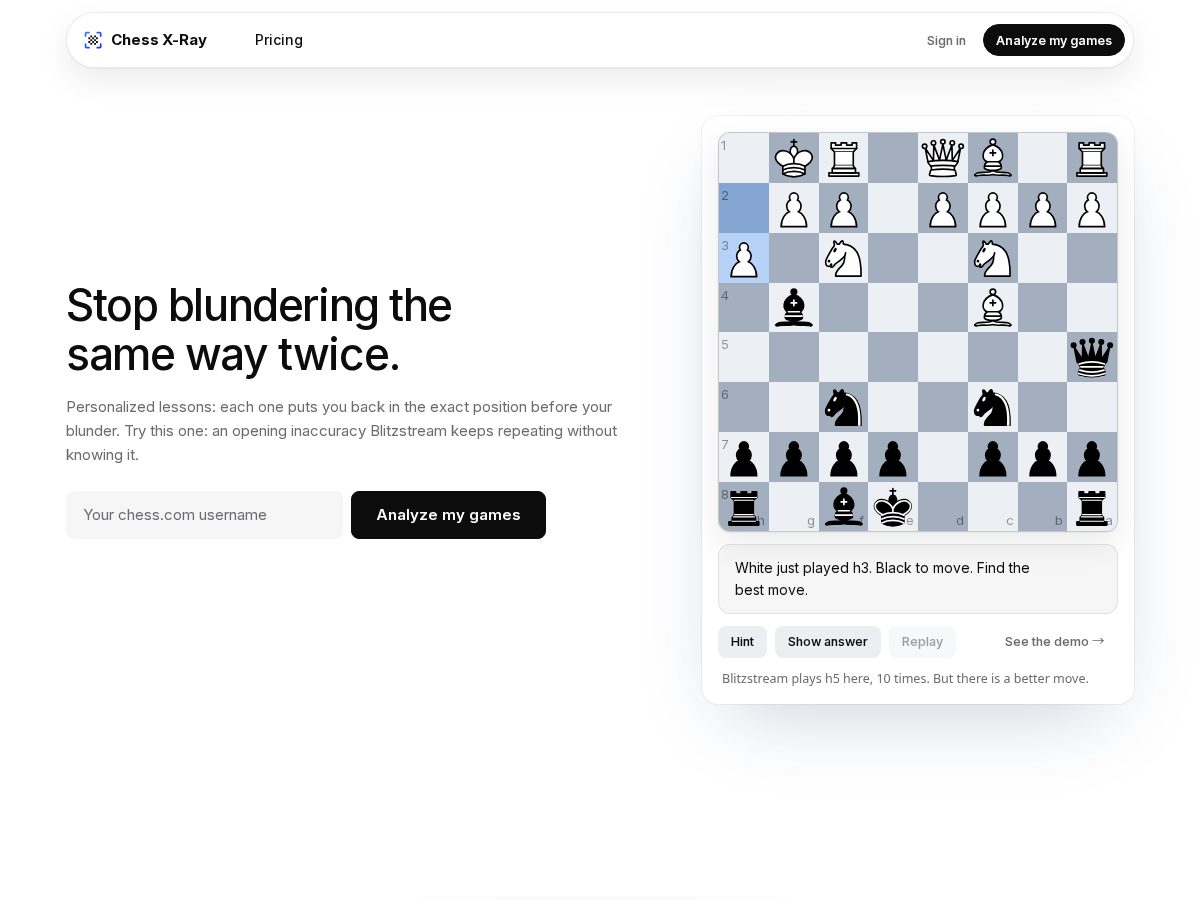 Landing-page snapshot of chessxray.com