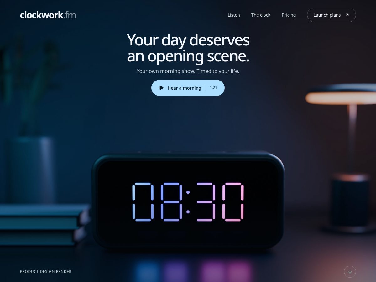 Landing-page snapshot of clockworkfm.com