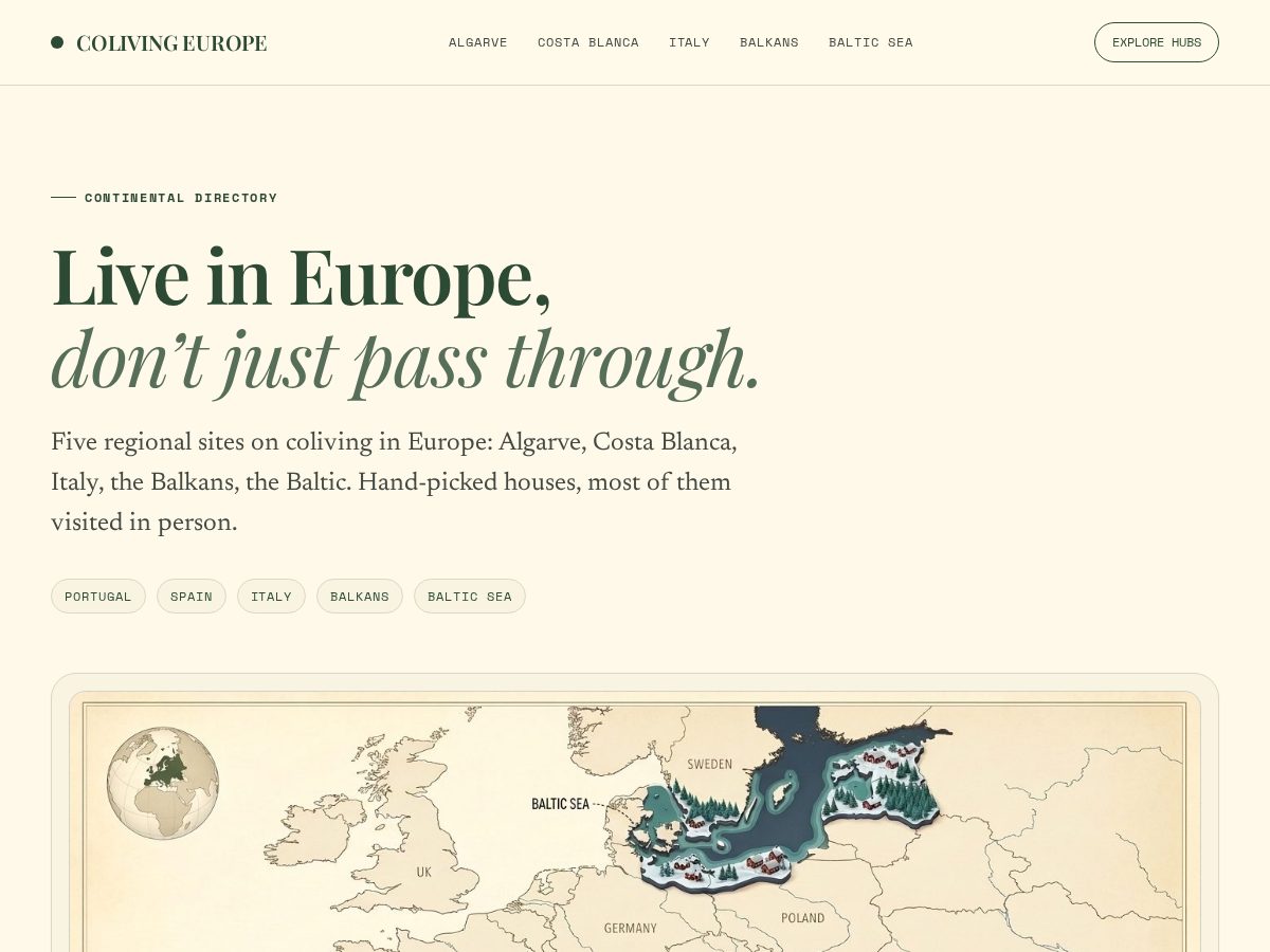 Landing-page snapshot of coliving-europe.com