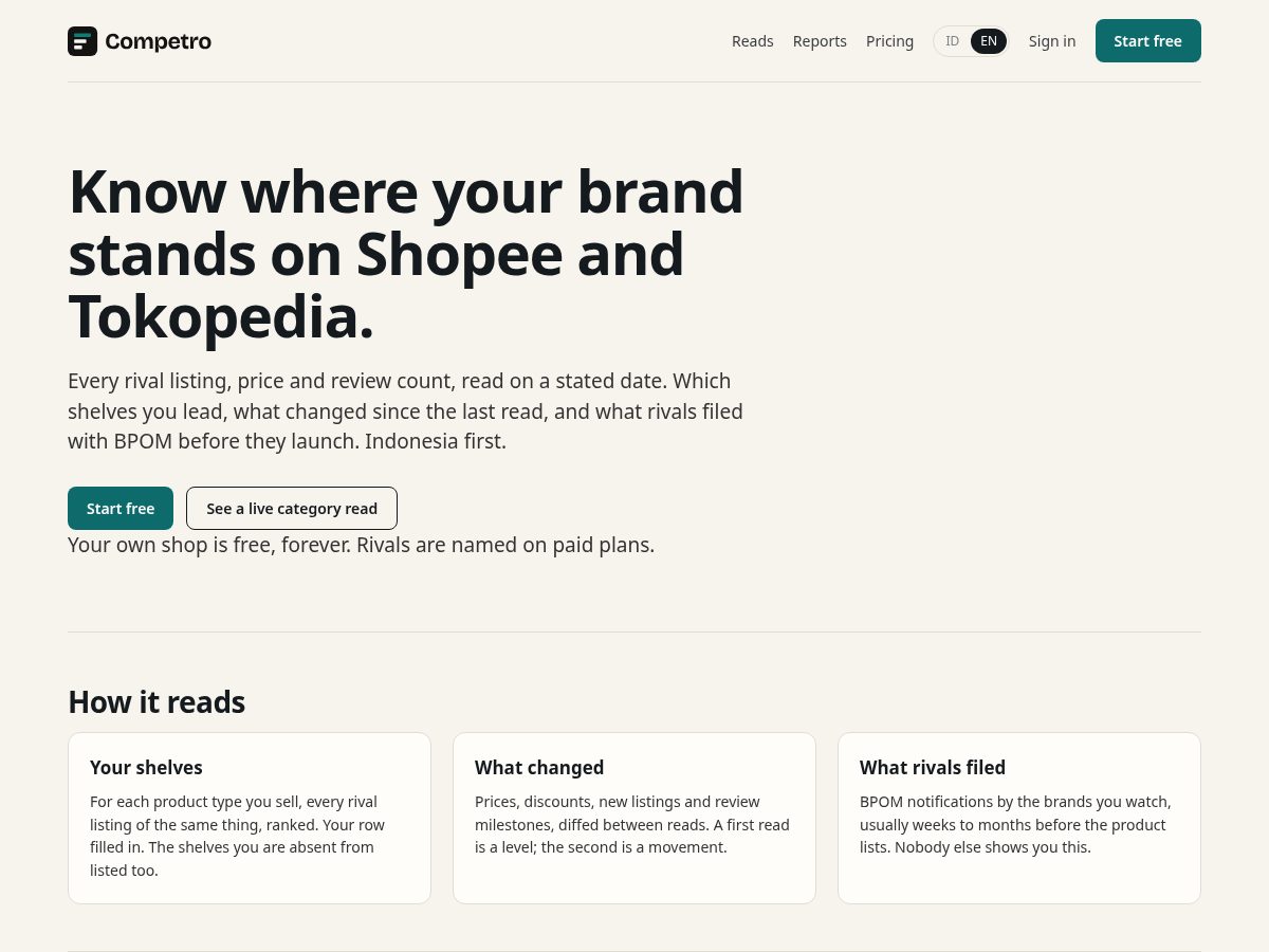 Landing-page snapshot of competro.com