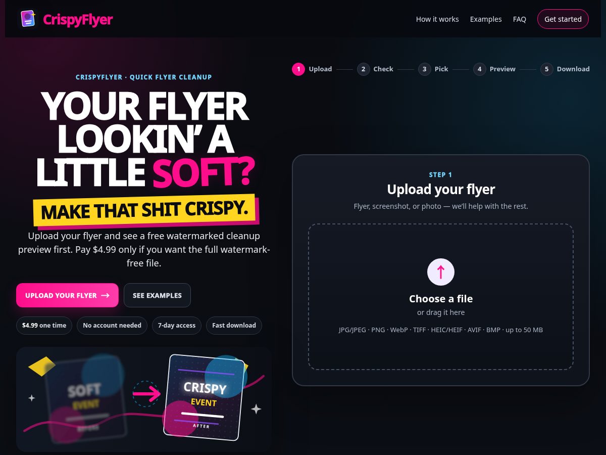 Landing-page snapshot of crispyflyer.com