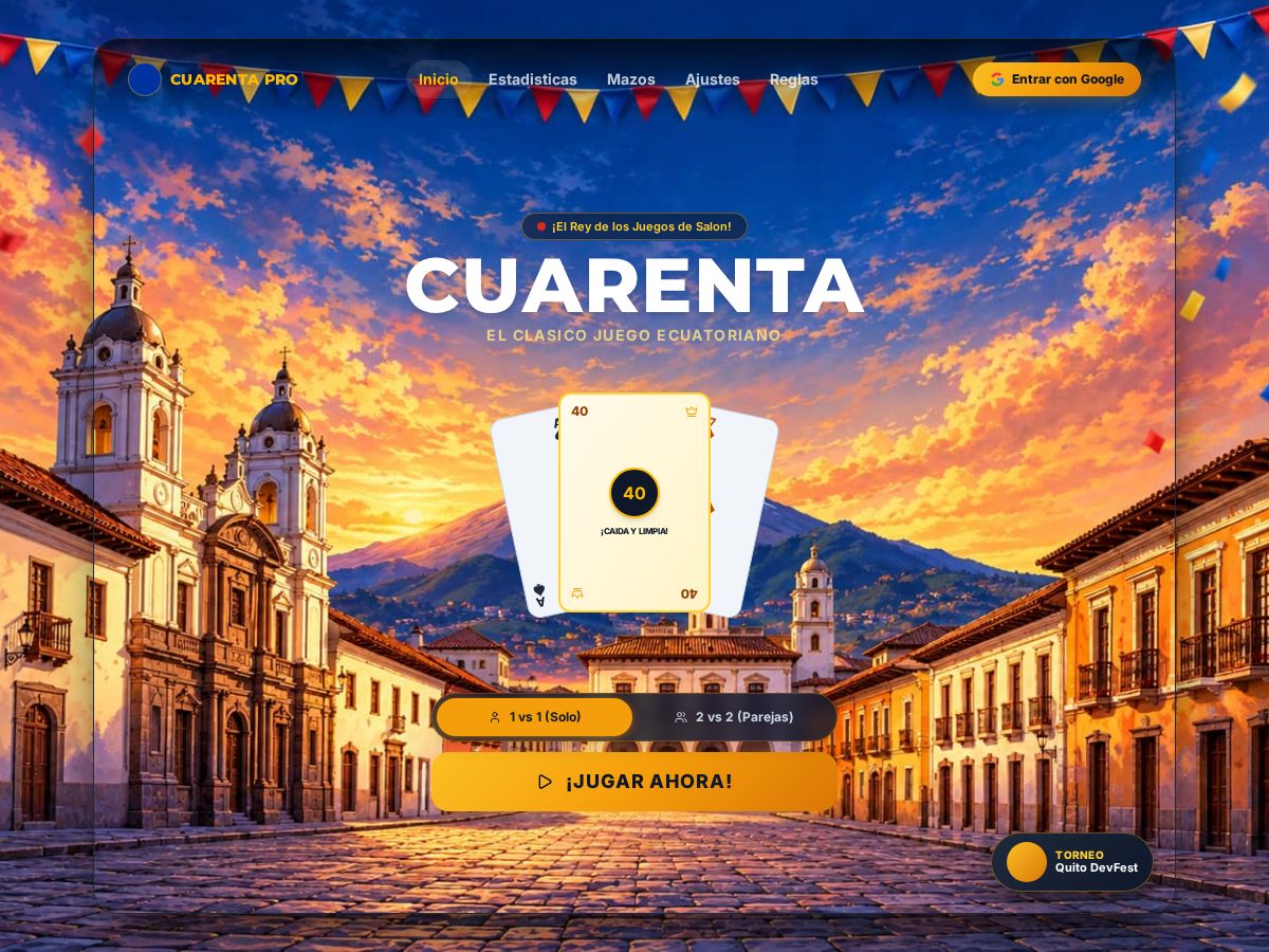 Landing-page snapshot of cuarenta.pro