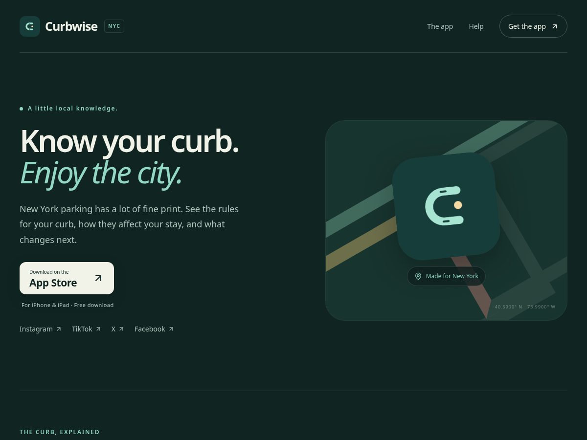 Landing-page snapshot of curbwise.dev