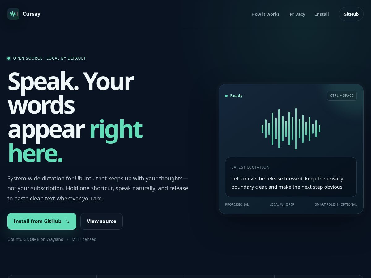 Landing-page snapshot of cursay.com