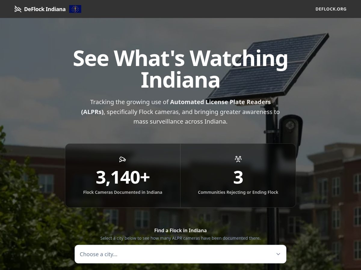 Landing-page snapshot of deflock-indy.xyz