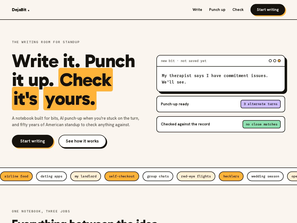 Landing-page snapshot of dejabit.app